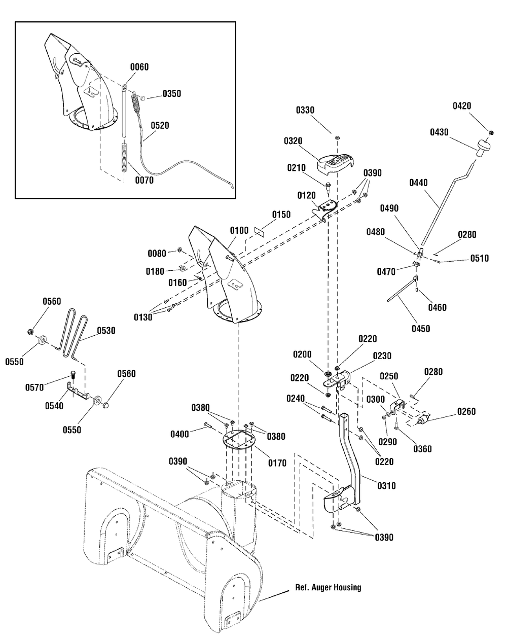 Discharge Chute Diagram and Parts List for 1696228-00-CM691150E  Briggs and Stratton Snow Blower